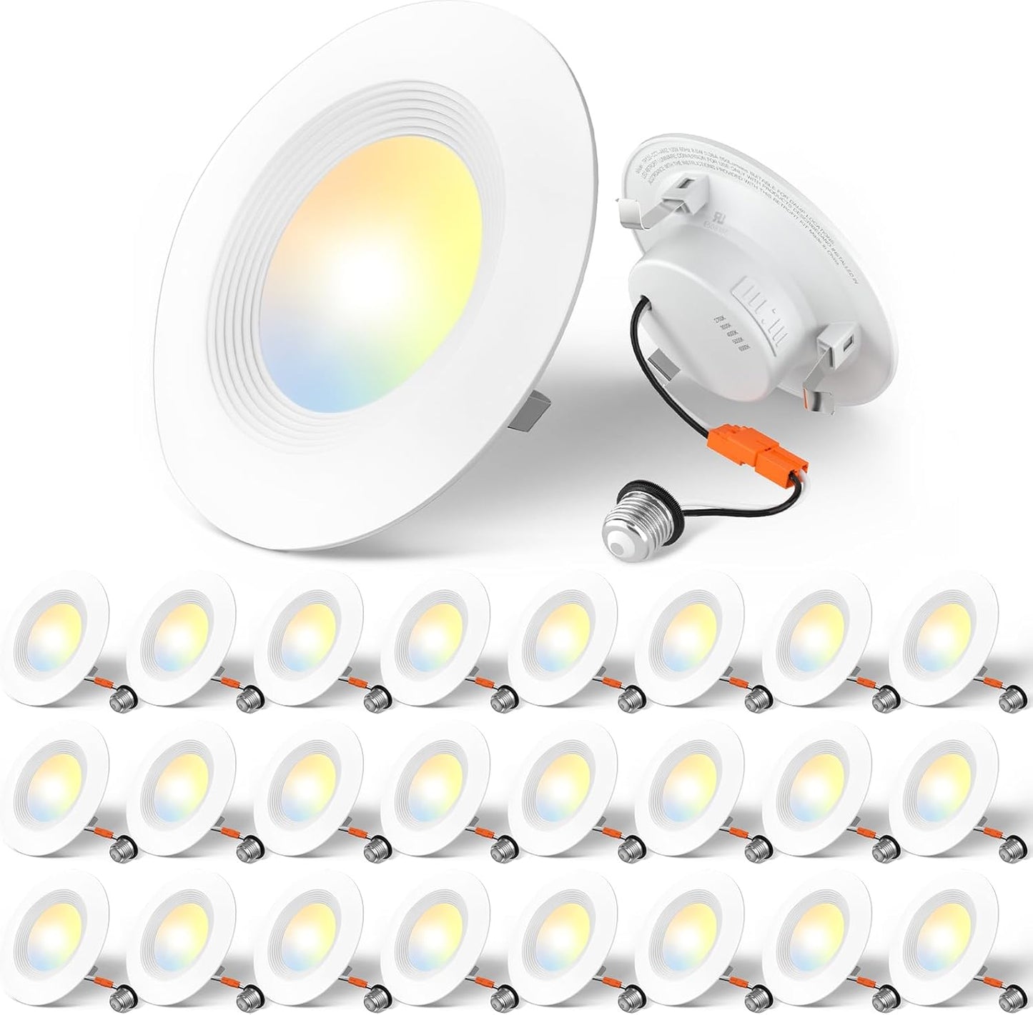 Amico Paquete de 24 Luces LED Empotradas de 4 pulgadas 5CCT, Regula...