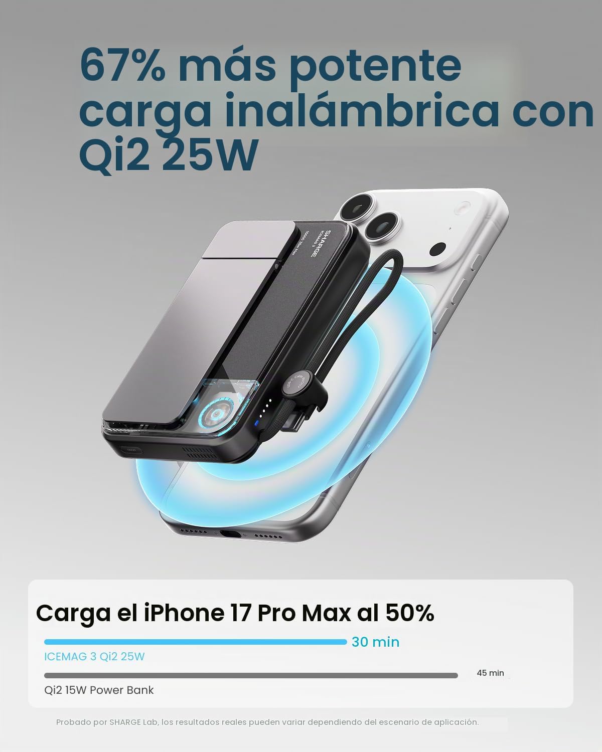 sharge para MagSafe Power Bank Qi2.2 25W 10000mAh cargador portátil...