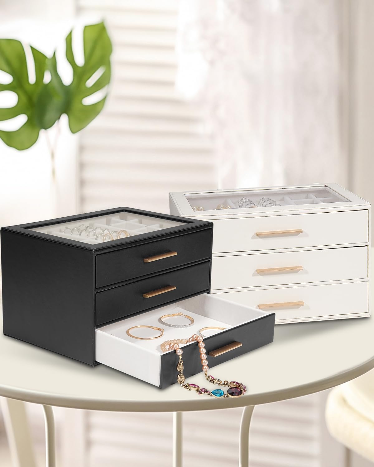 GUOER Caja de Joyas para Mujeres, Organizador de Joyas con Tapa de...