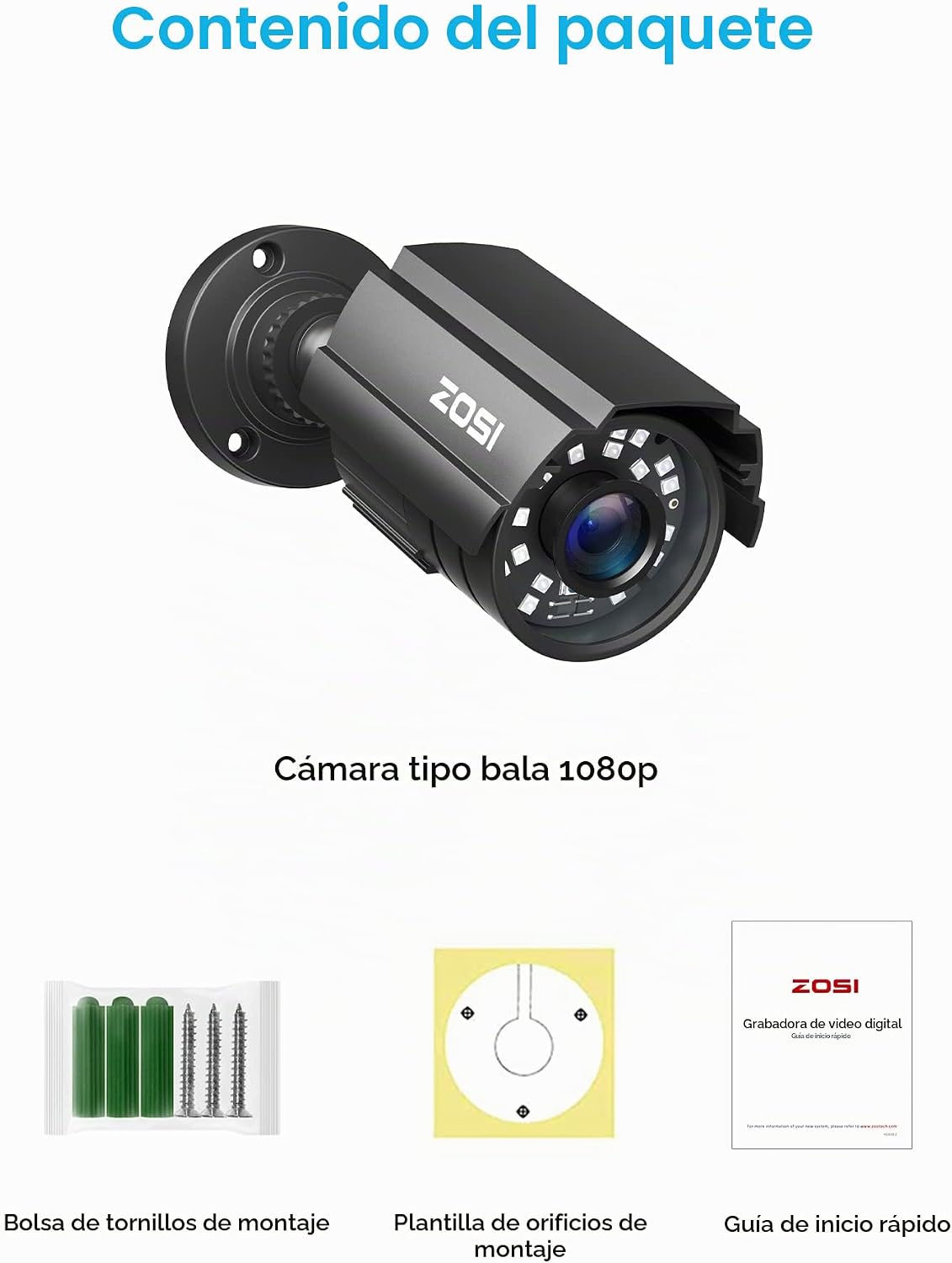 ZOSI Sistema de cámara de seguridad CCTV 1080P HD TVI para el hogar...