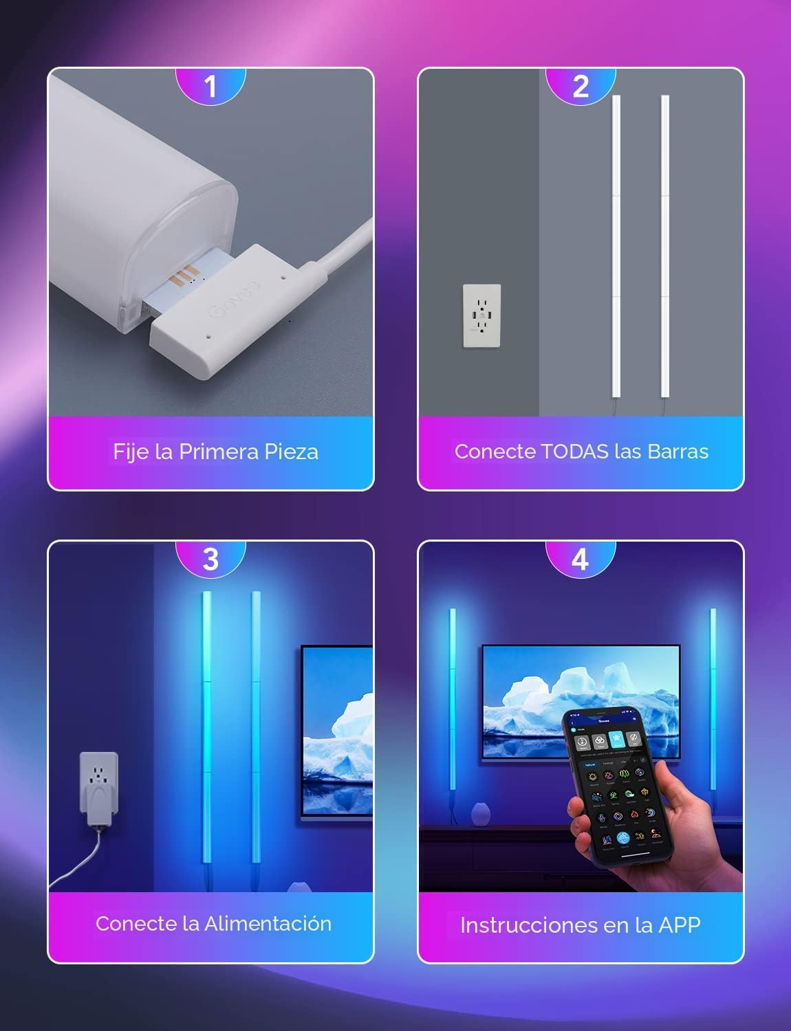 Govee Glide - Luces de pared, luz LED RGBIC, luz inteligente para j...