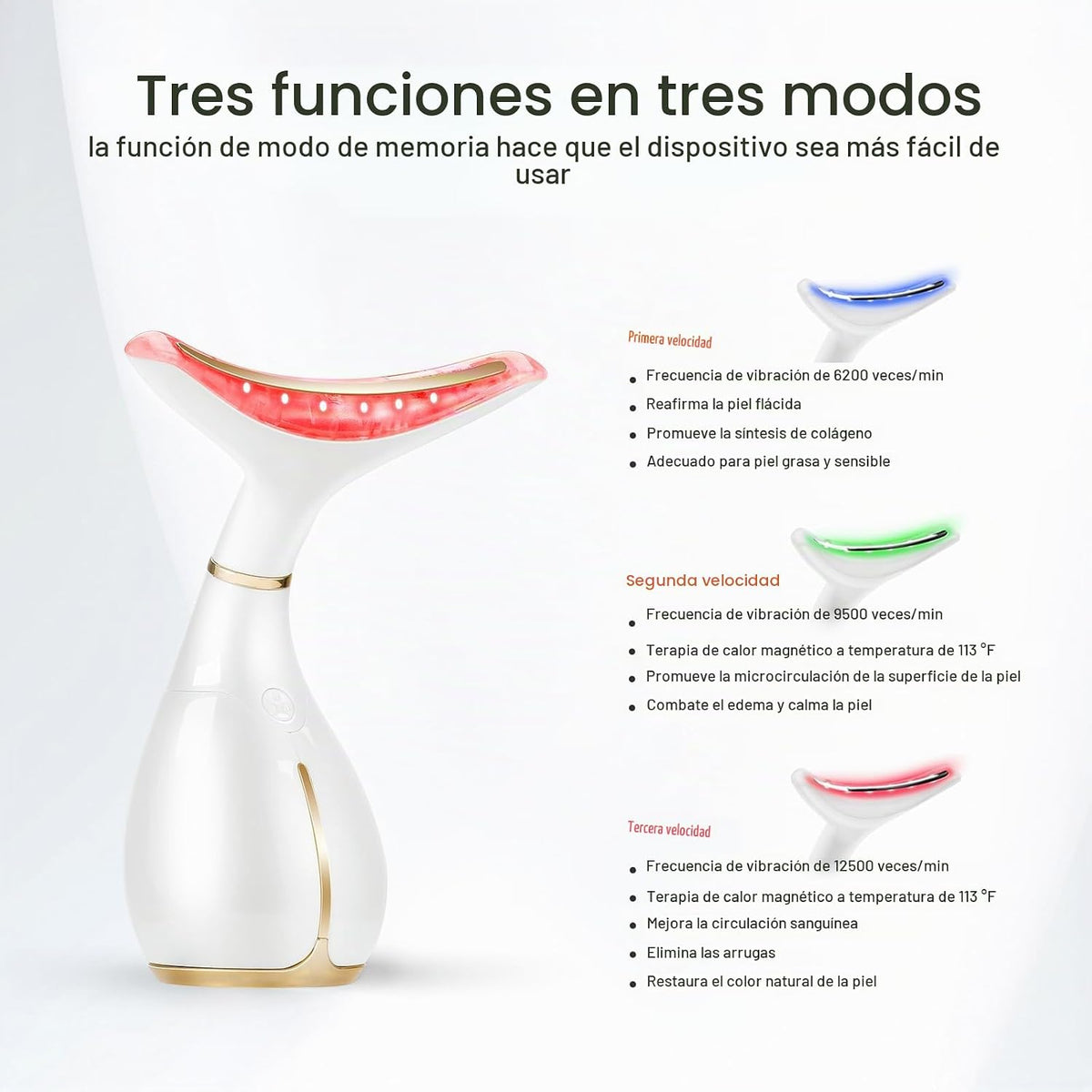 Ms.W - Masajeador facial de luz roja, herramientas para el cuidado...