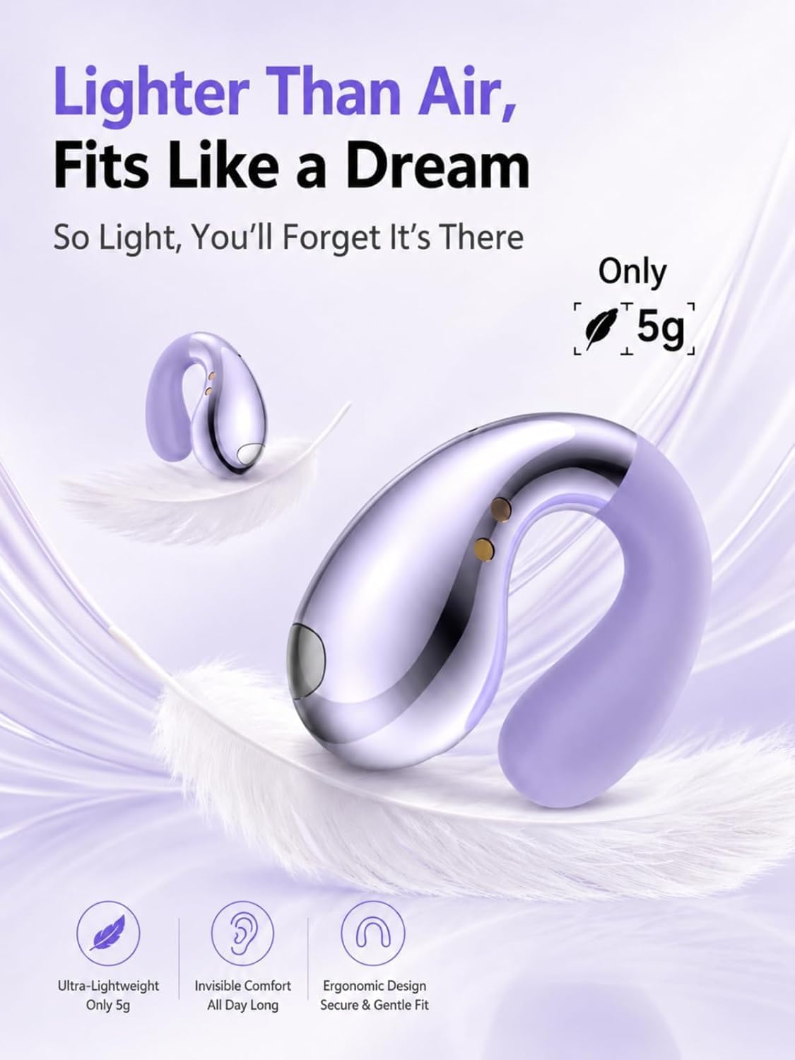 Boytond - Auriculares ultra abiertos, auriculares con clip, auricul...