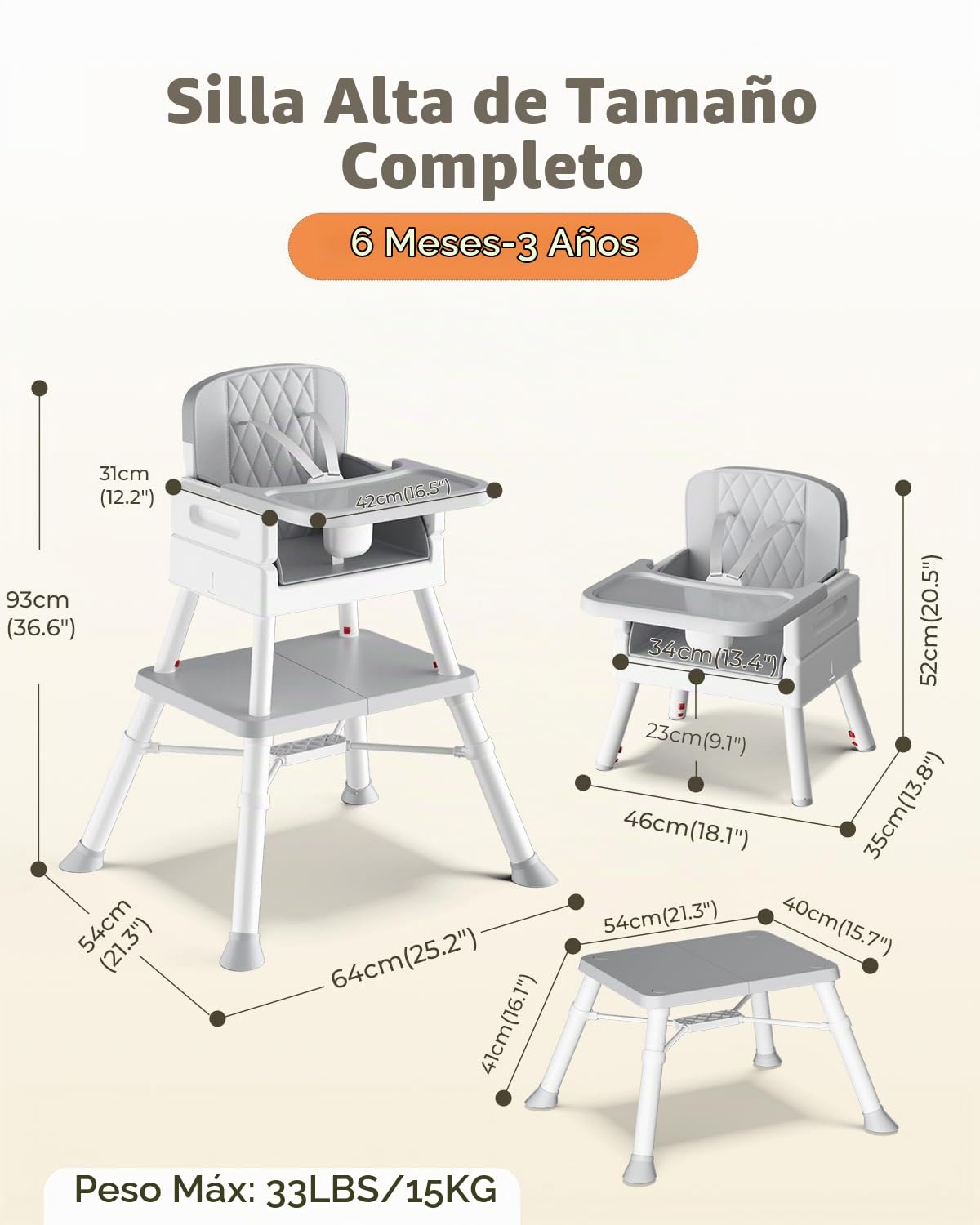 AVIDOR Silla alta convertible 6 en 1 para bebé, sillas altas Grow-w...
