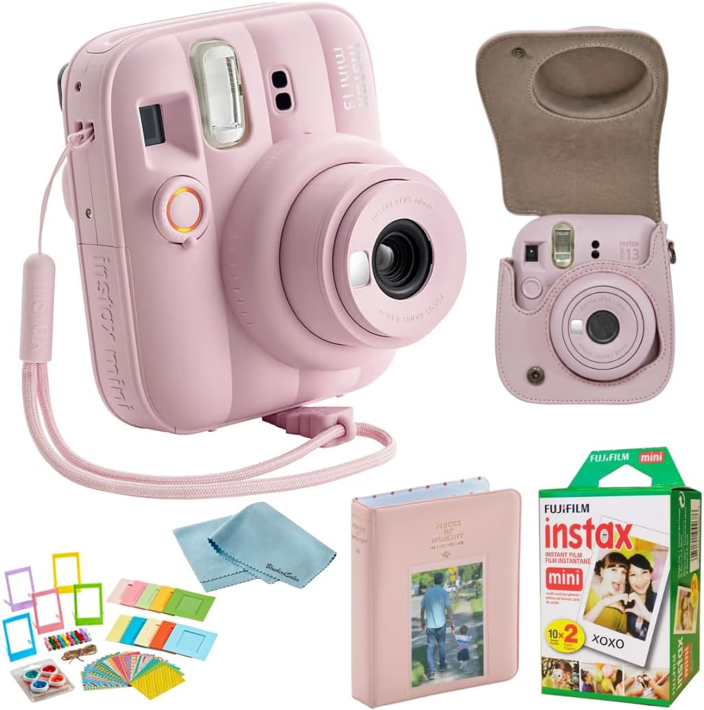 FUJIFILM Instax Mini 13 - Paquete de cámara instantánea rosa carame...