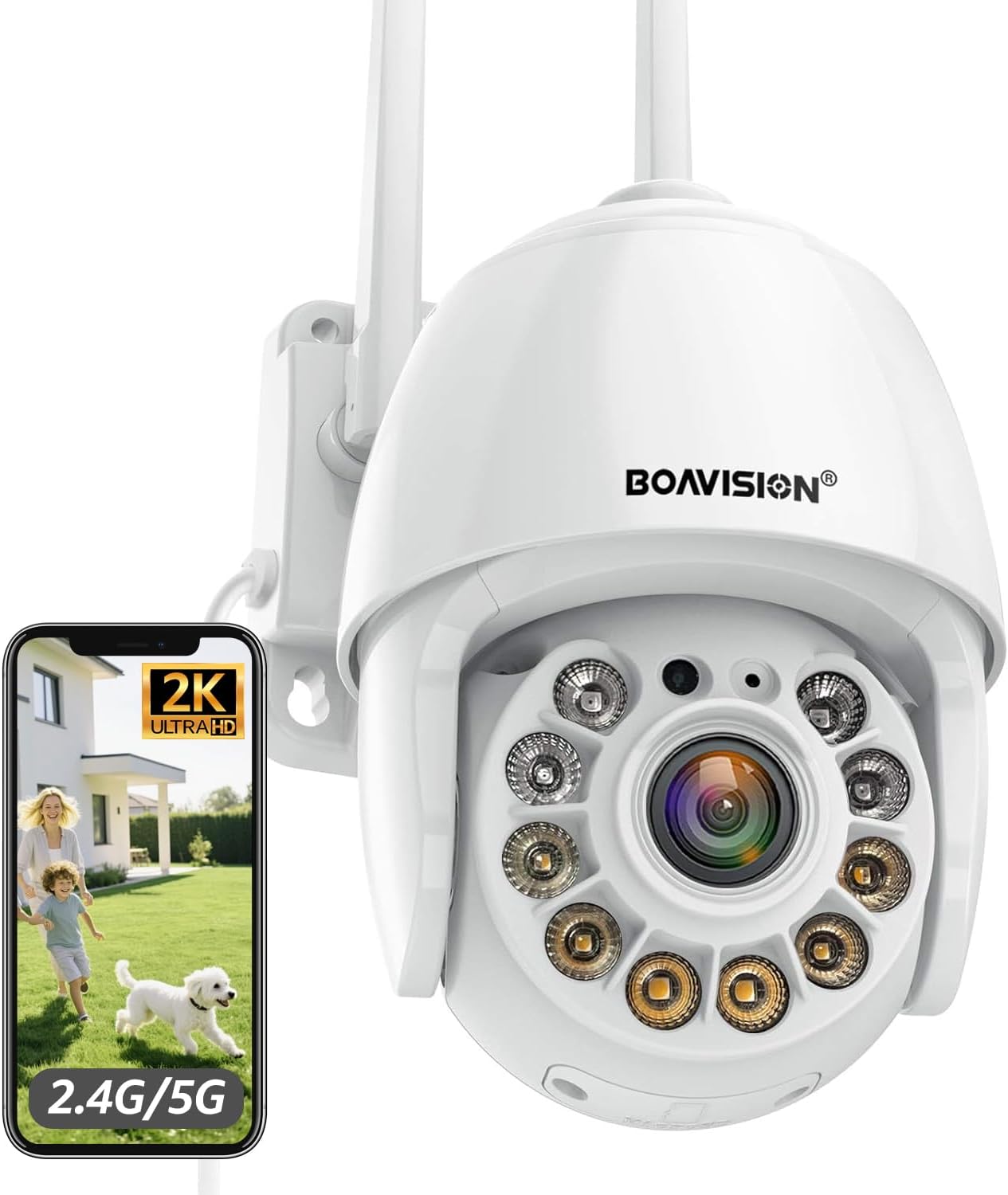BOAVISION Cámara de seguridad 2K para exteriores, cámara IP WiFi in...
