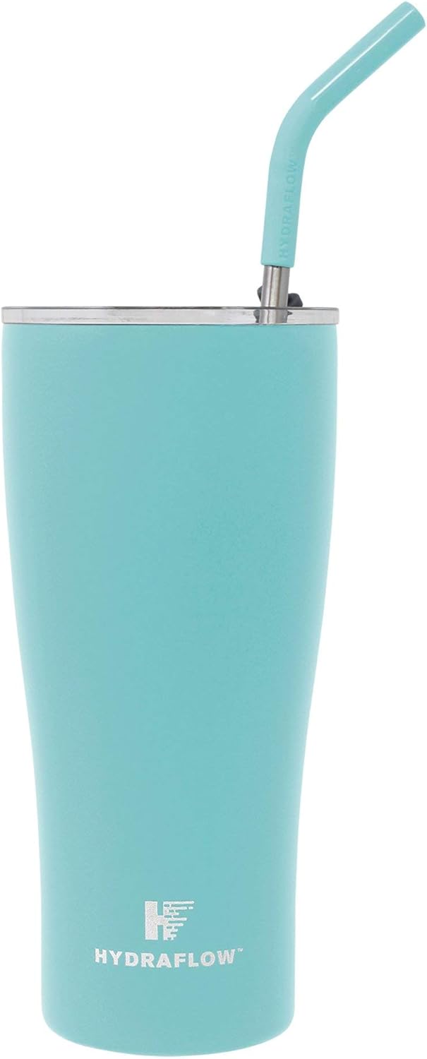 HYDRAFLOW Capri - Vaso de 40 onzas con pajita - Vaso aislado al vac...
