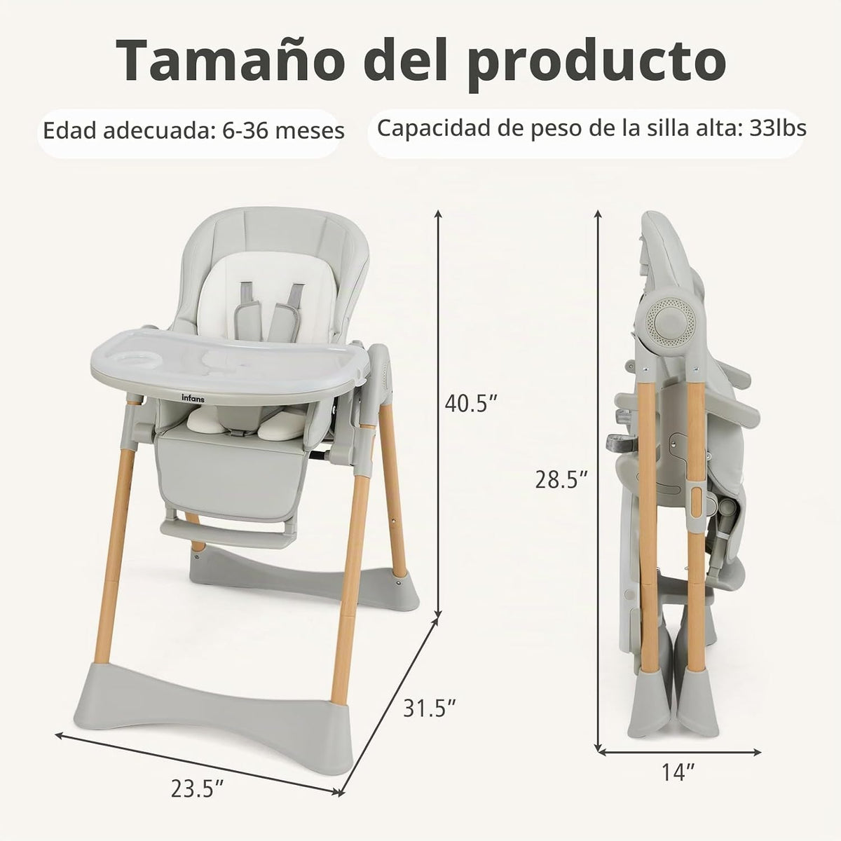 INFANS Silla alta para bebé, sillas altas para bebés y niños pequeñ...