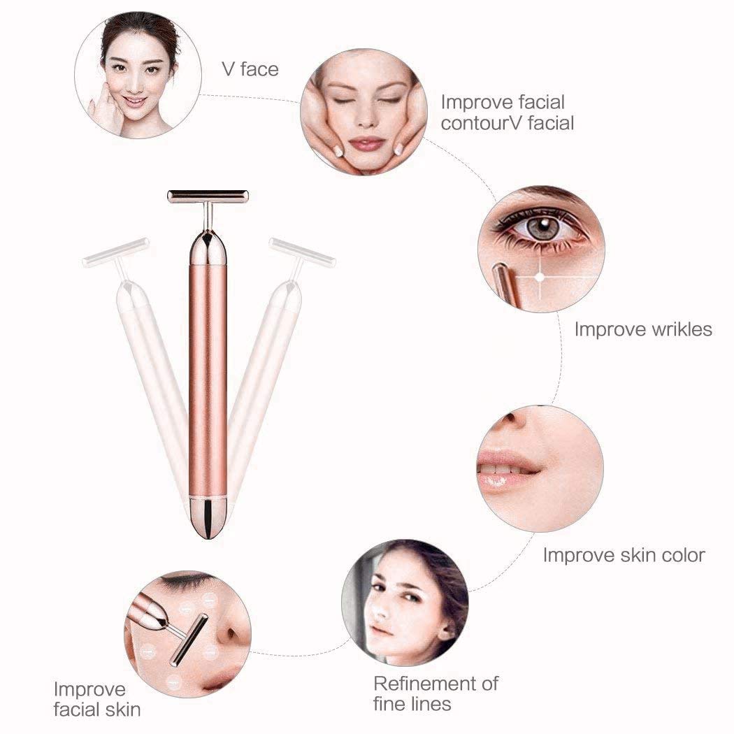 GOODYBUY - Masajeador facial de pulso dorado de 24 quilates, con fo...