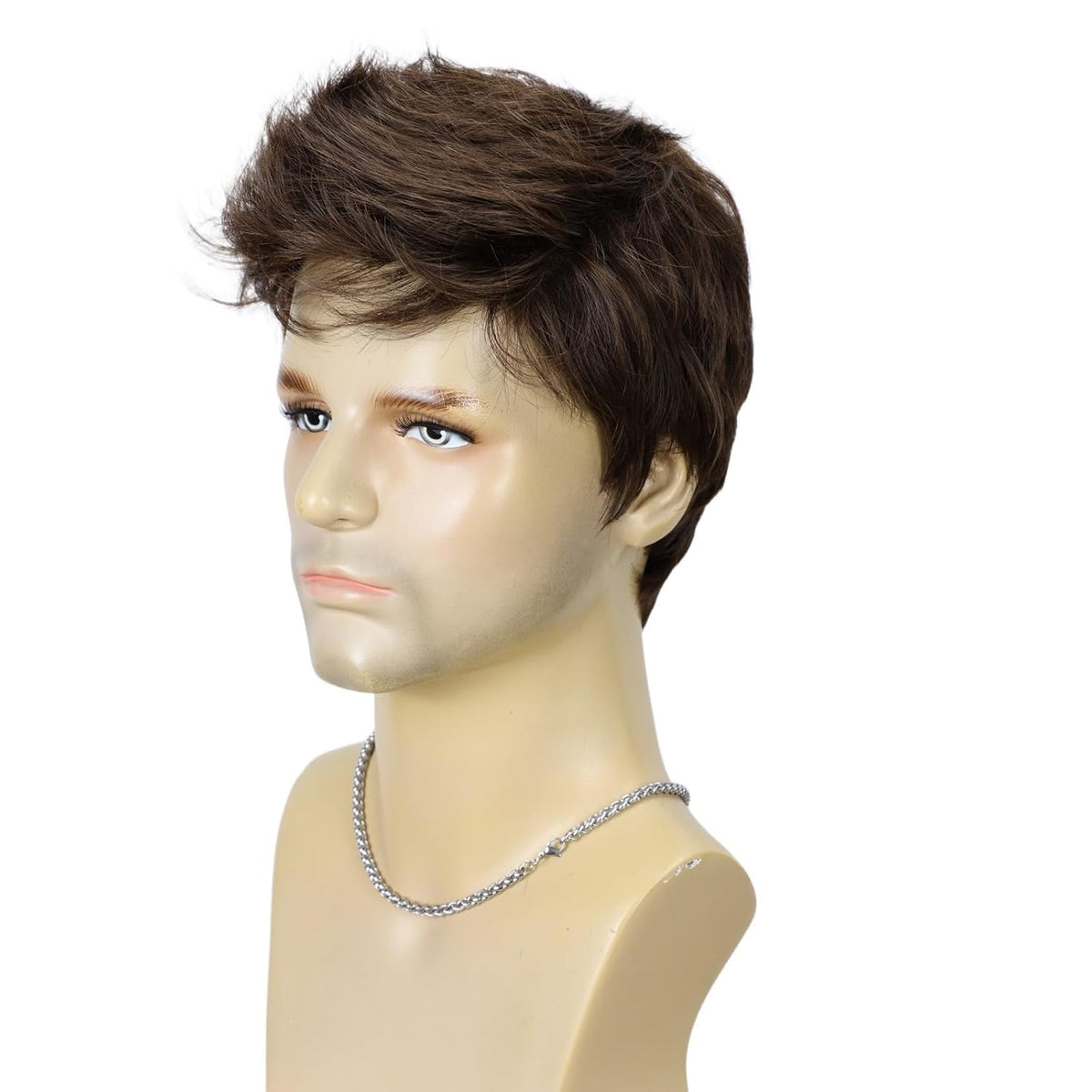 BEAUTY FLAG Peluca marrón para hombre, peluca de pelo sintético mul...