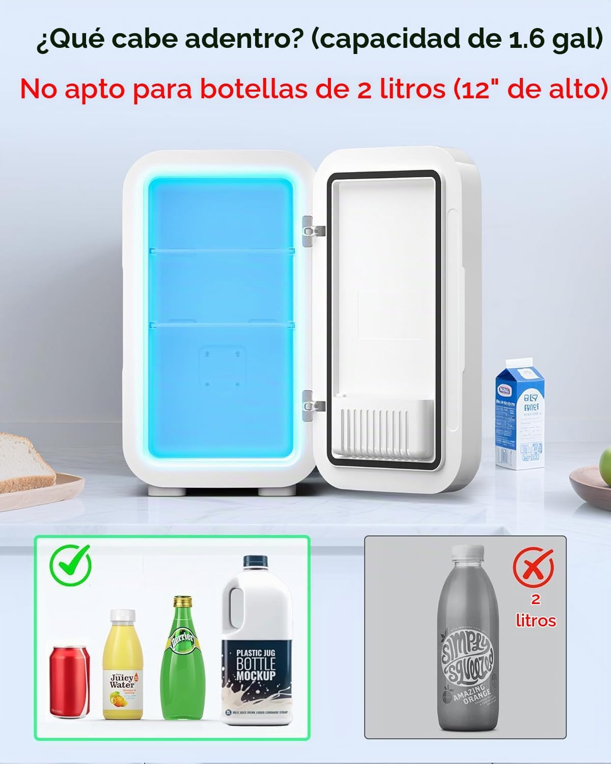 BEICHEN Mini nevera, refrigerador pequeño de 6 litros\/8 latas para...