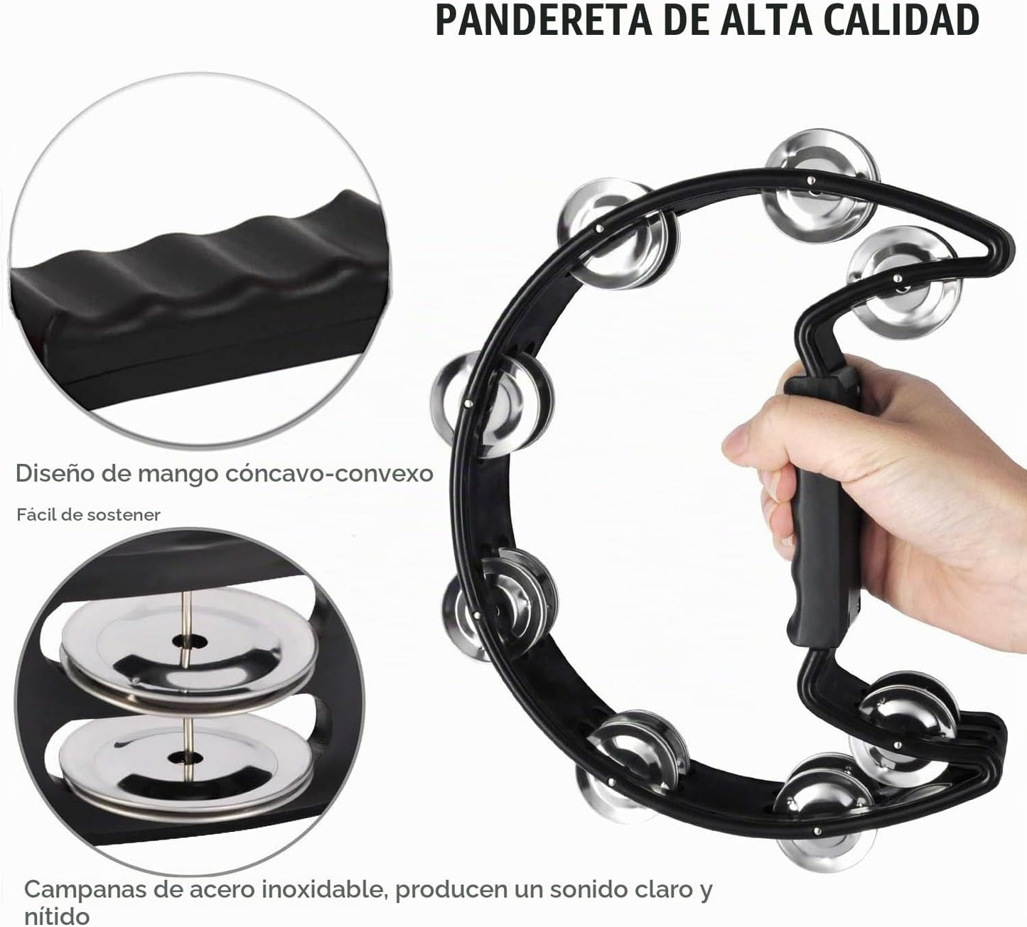Panderetas para adultos, instrumento de percusión agitador, palos d...