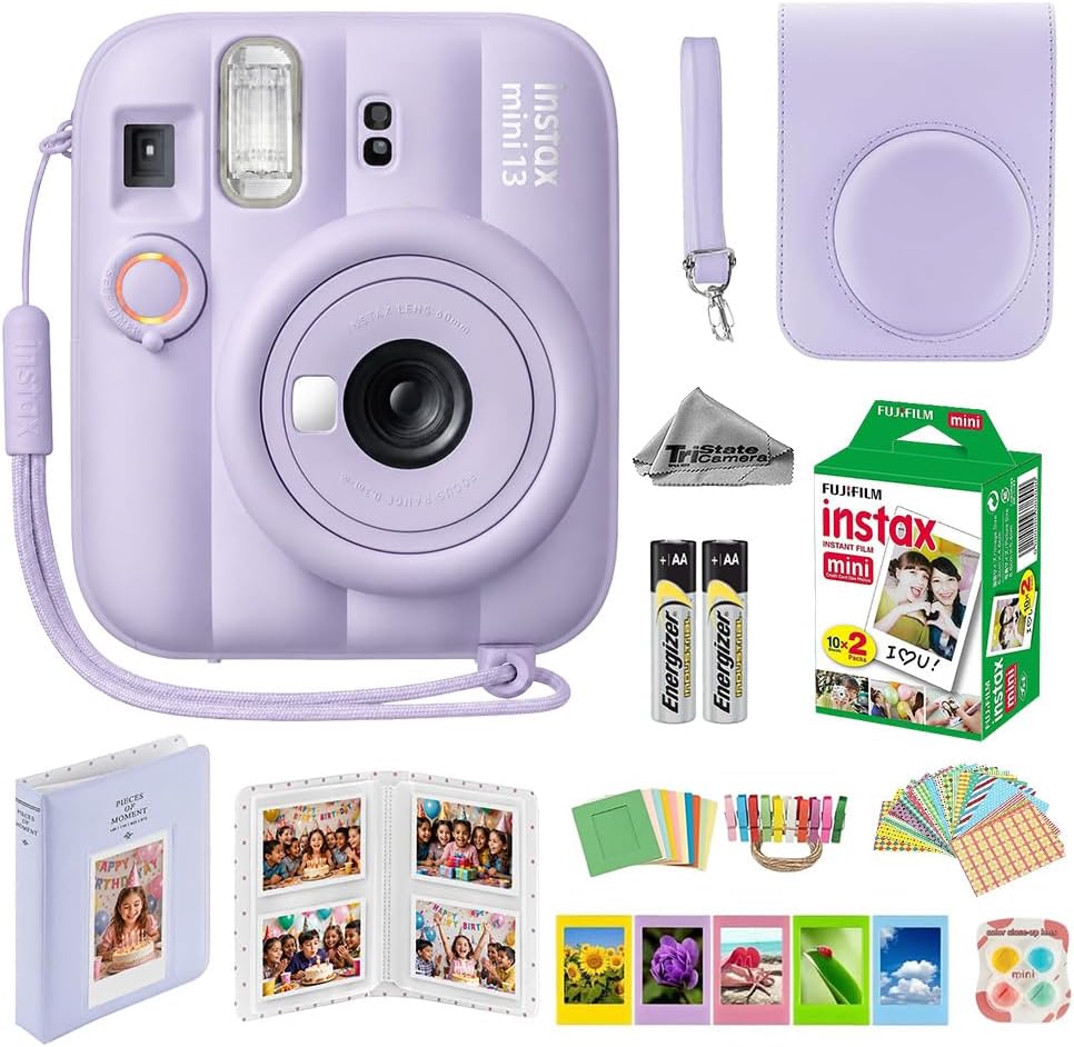 Cámara instantánea Fujifilm Instax Mini 13 morada con juego de pelí...