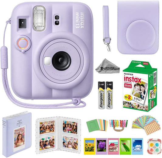 Cámara instantánea Fujifilm Instax Mini 13 morada con juego de pelí...