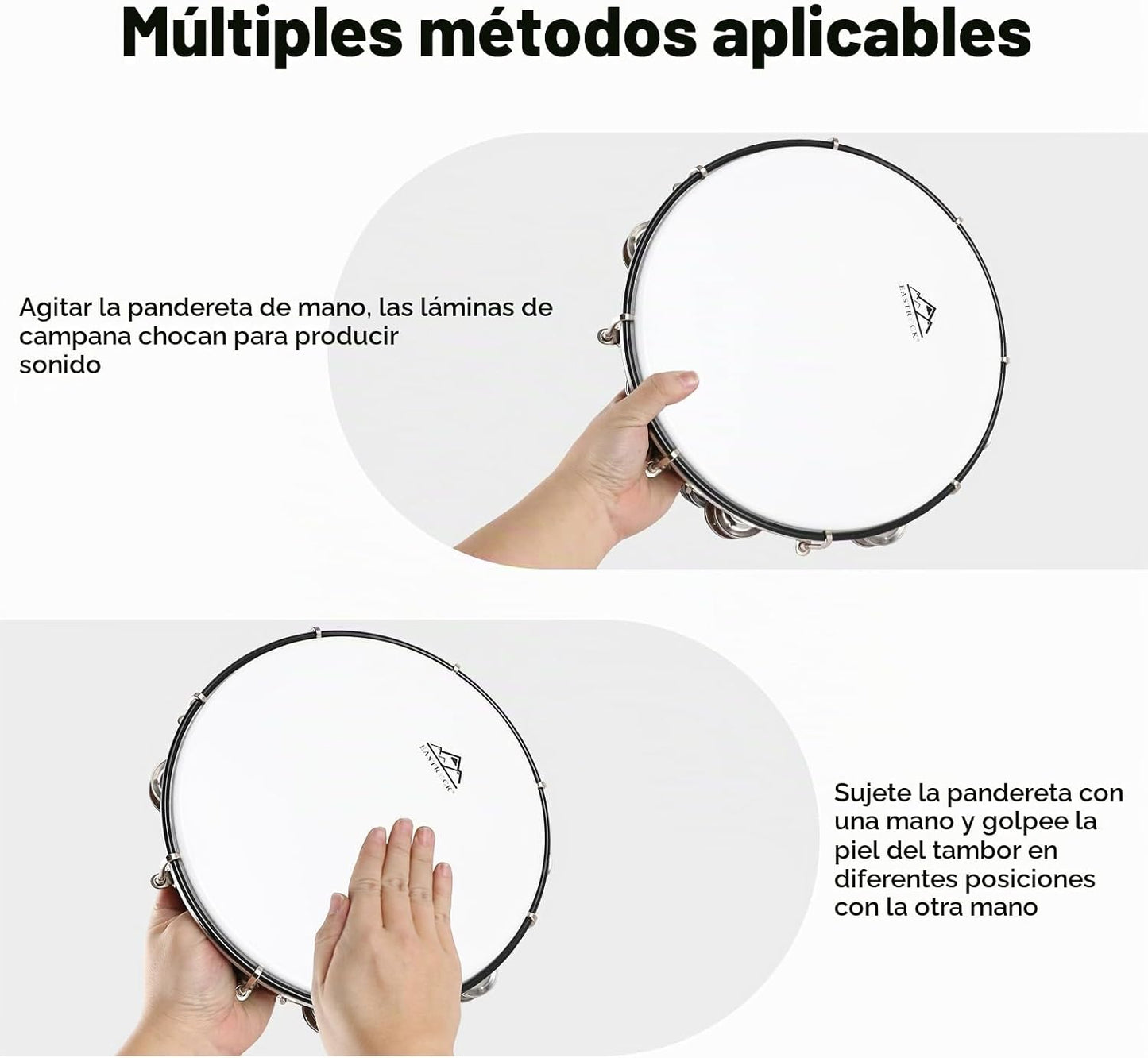 EASTROCK Pandereta de 10 pulgadas ajustable para adultos, pandereta...