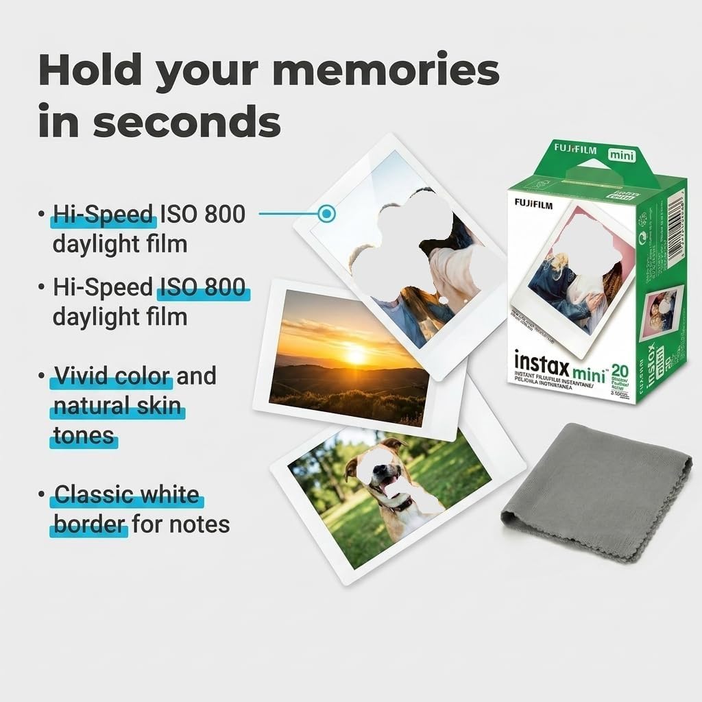 Fujifilm Instax Mini película instantánea, luz blanca ISO 800 para...