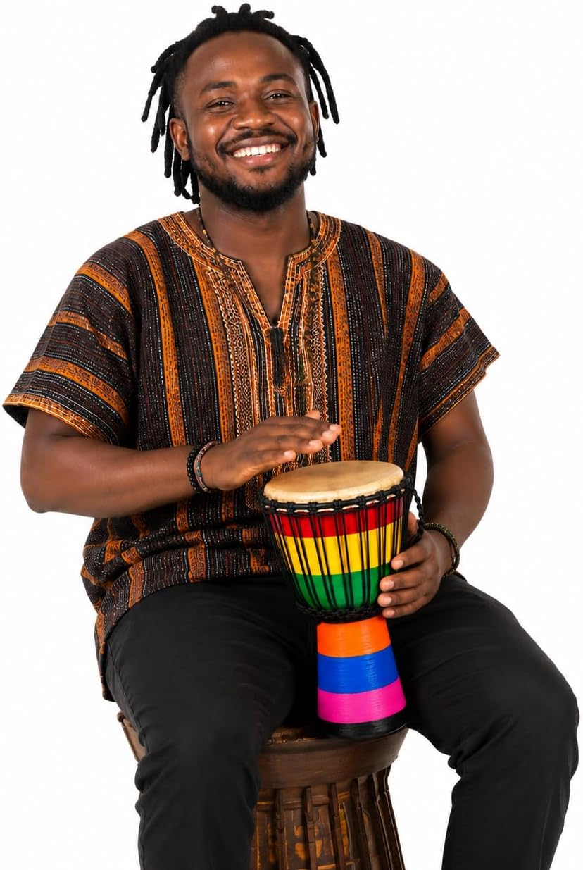 Colorido tambor Djembe de 6 x 12 \u2013 Tambor de mano africano hec...