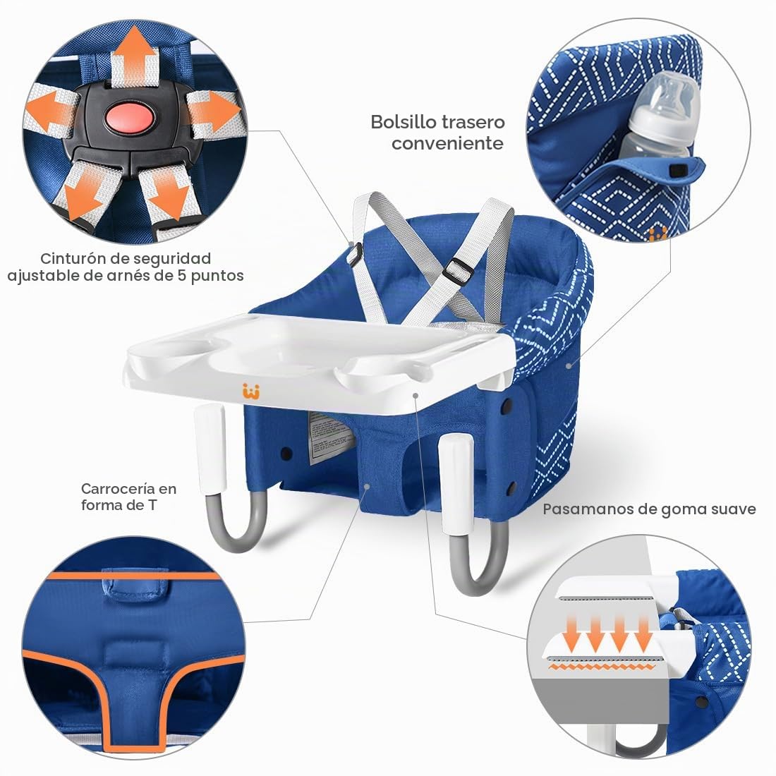 MTWML Silla alta de gancho con bandeja, silla alta portátil para be...