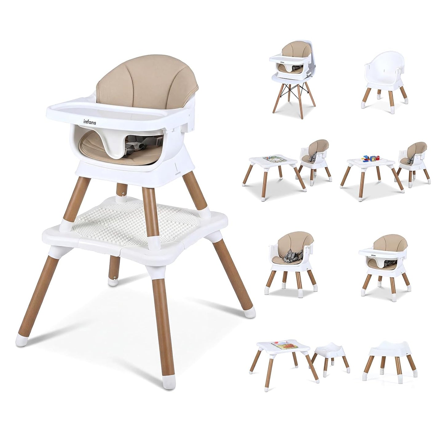 INFANS Silla alta para bebé, silla alta convertible 9 en 1 para beb...