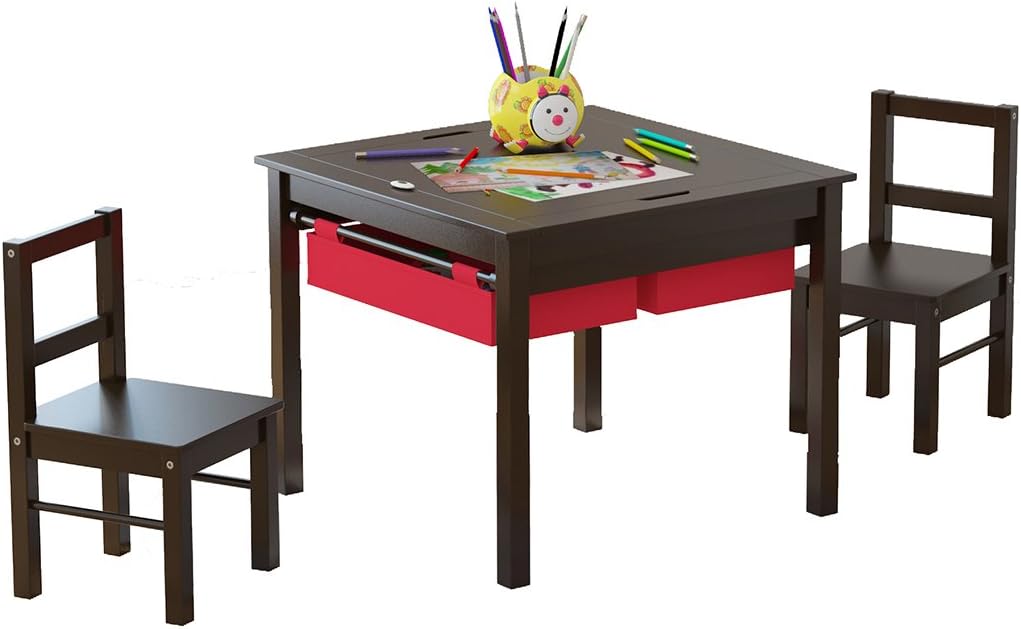 UTEX - Juego de mesa de construcción para niños 2 en 1 de madera co...
