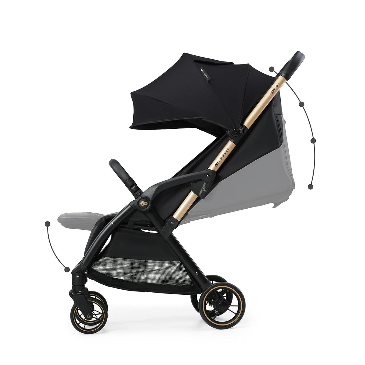 Kinderkraft APINO - Cochecito ligero, plegable automático, color ne...