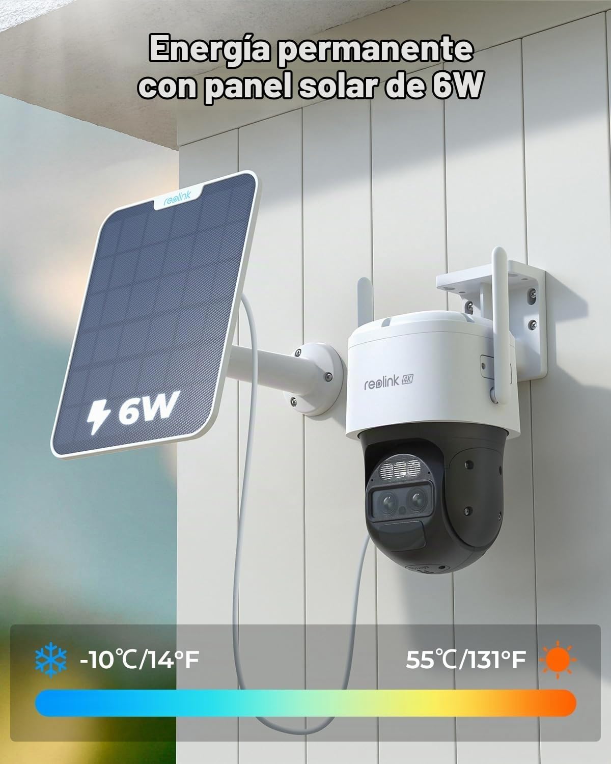 REOLINK TrackMix+Panel Solar, cámaras de seguridad solar 4K para ex...