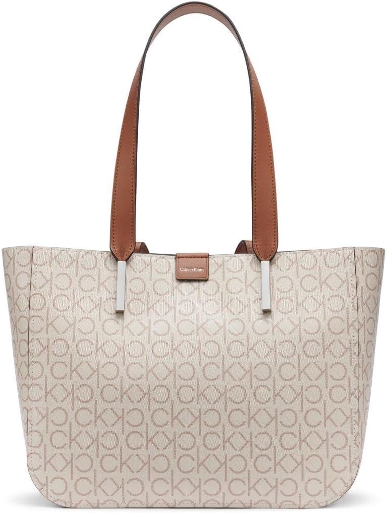 Calvin Klein Women's Audrey East\/West Tote | Textured PVC, Snap Cl...