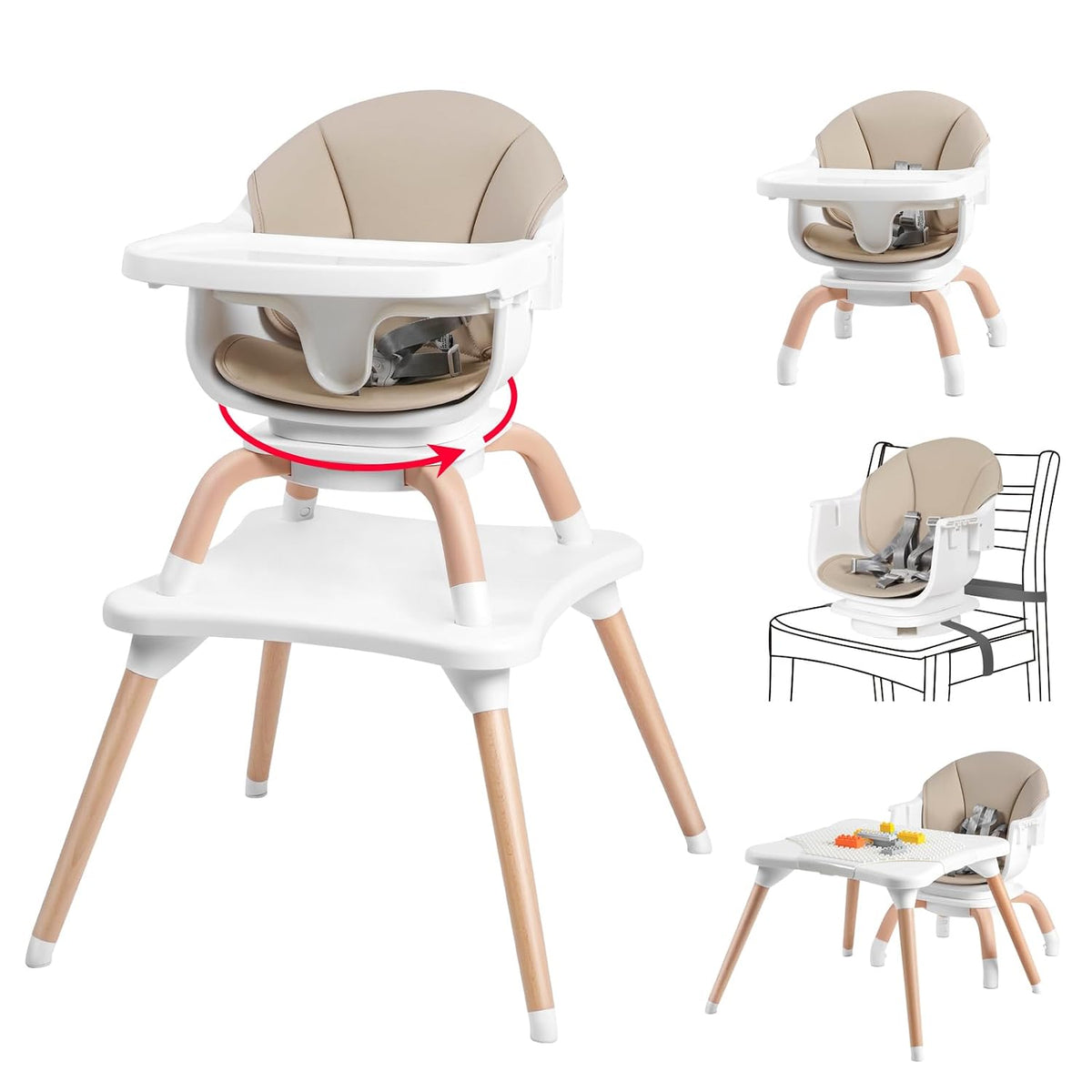 Komcot Silla alta para bebé, sillas altas convertibles 7 en 1 para...