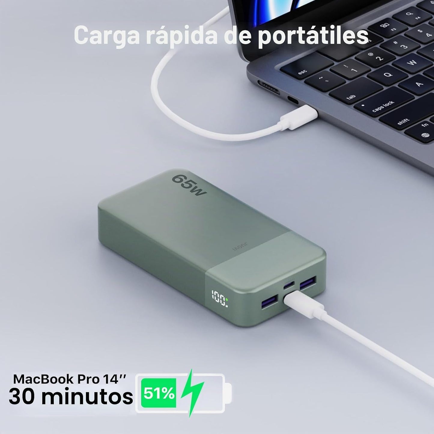 JUOVI Cargador portátil de 65 W para portátil Power Bank 20000mAh |...