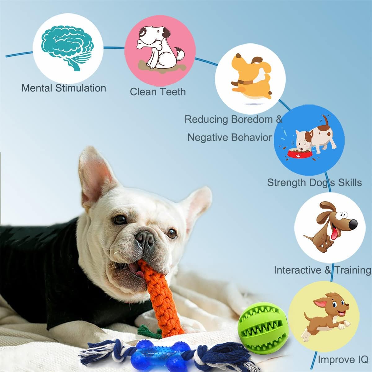 Beiker Juguetes masticables para dentición para perros, paquete de...