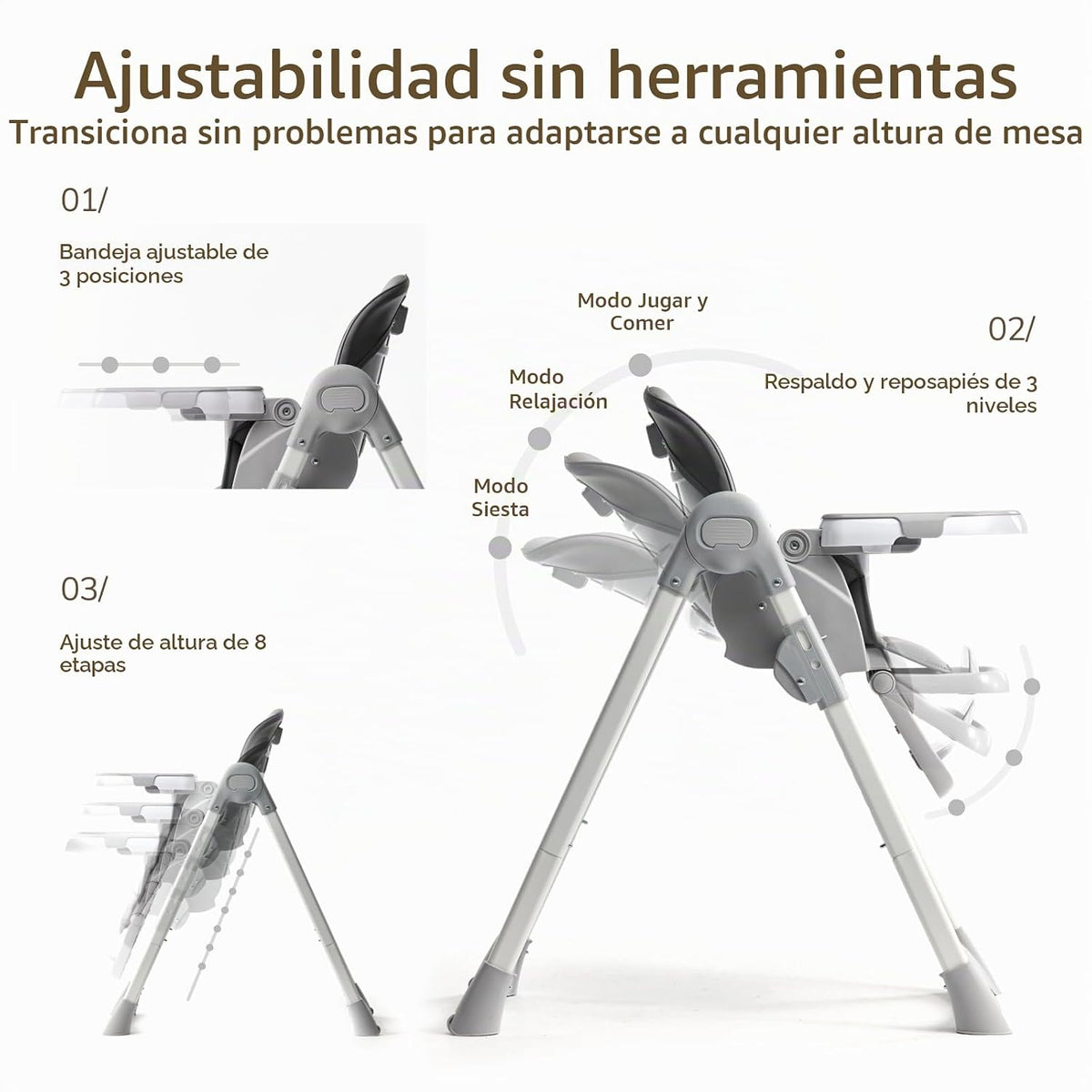 Tinyiota Sillas altas 4 en 1 para bebés y niños pequeños con ruedas...