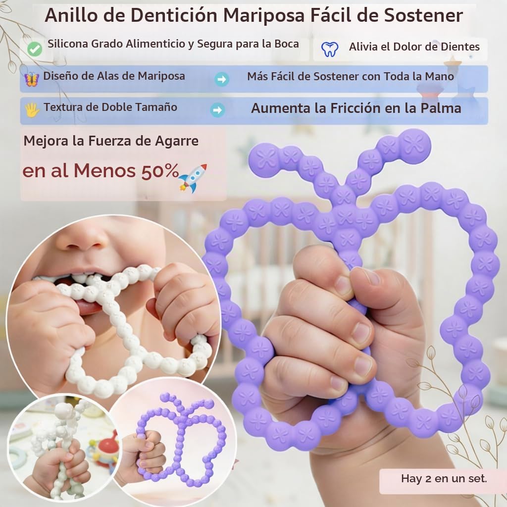 2 piezas de juguetes de dentición para bebés, anillos de dentición...