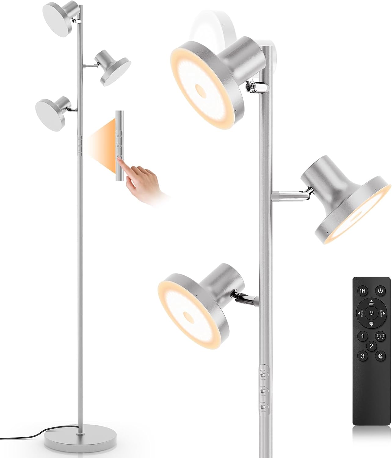 SIBRILLE Lámpara de pie LED de árbol de 36W, lámpara de pie ajustab...