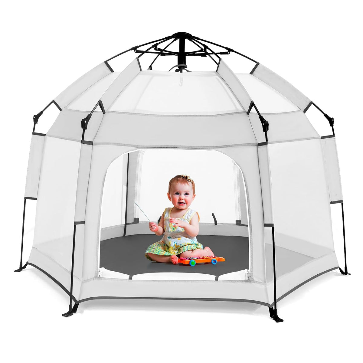 Bend River - Corralito para bebés con dosel, tienda de campaña hexa...