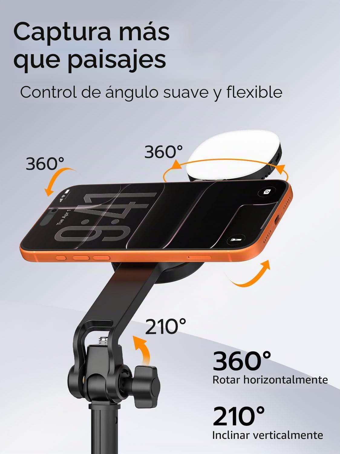 USKEYVISION Trípode magnético para iPhone y Android con luz, palo s...