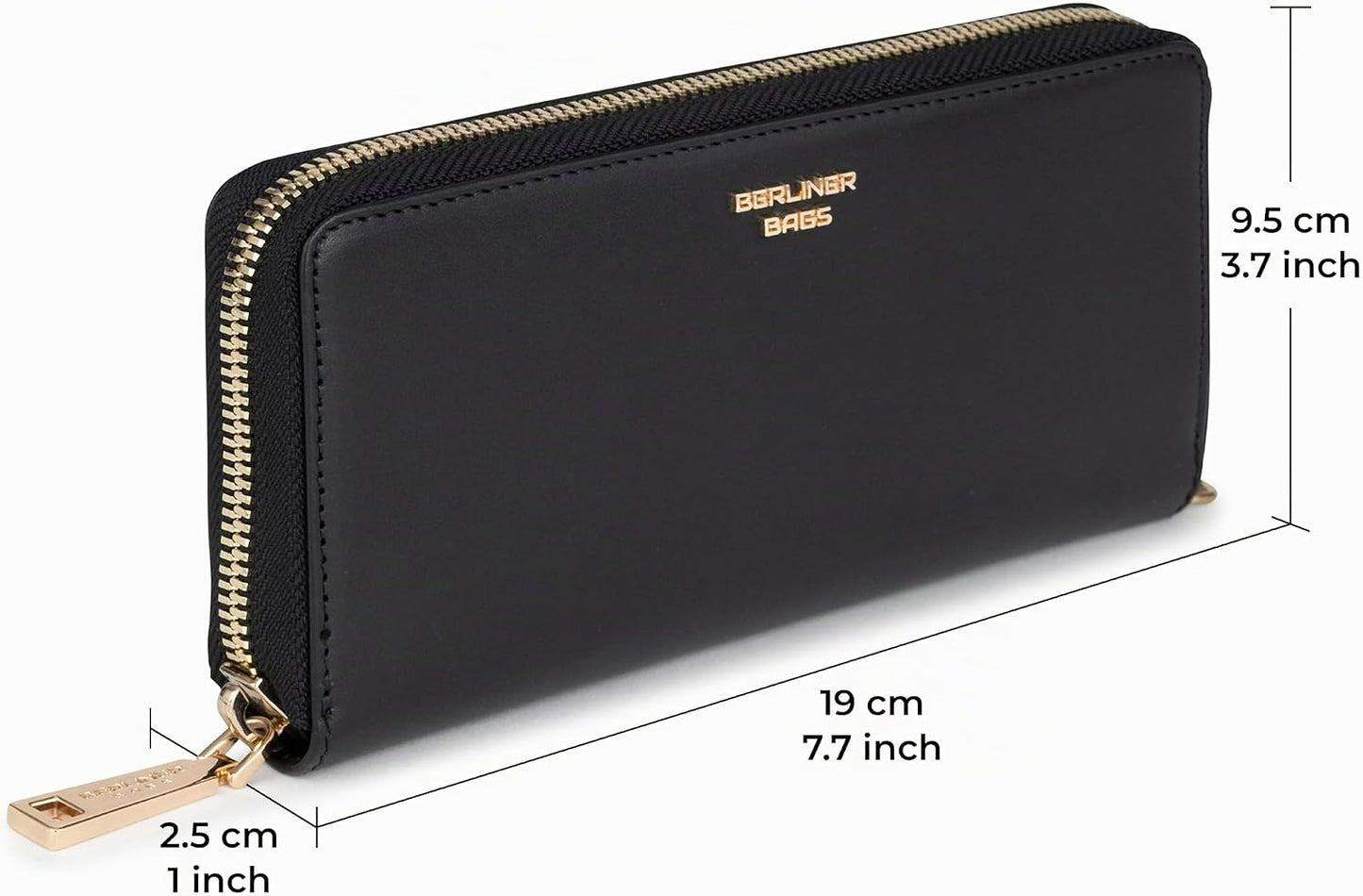 BERLINER BAGS Cartera Lyon de piel auténtica de alta calidad, con b...