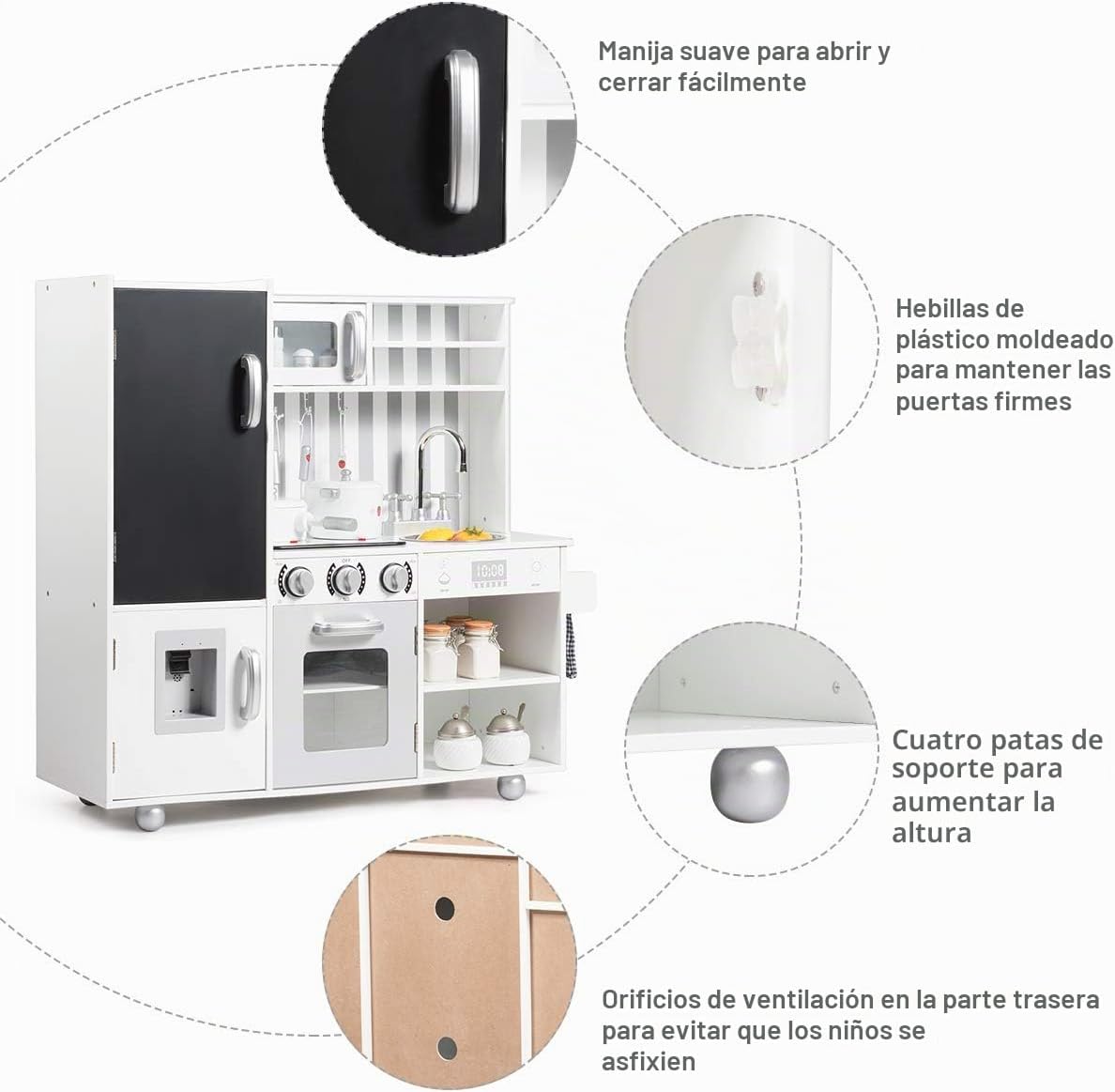 Costzon Juego de cocina de madera para niños, juego de simulación d...
