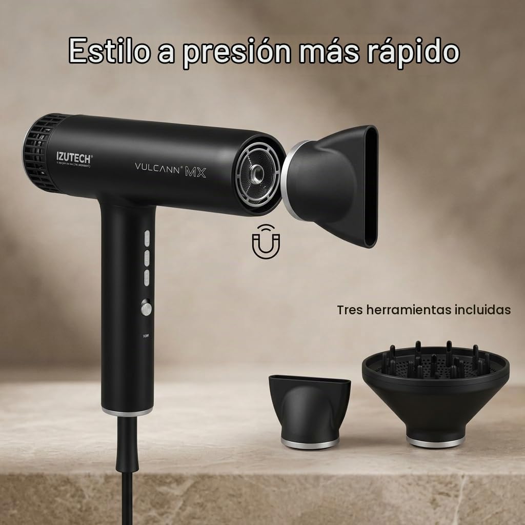 IZUTECH Vulcann MX 2.0 - Secador de pelo iónico con difusor, 1875 v...