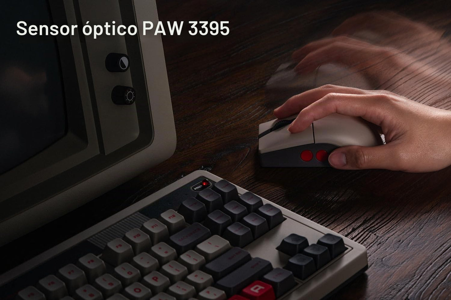 8Bitdo Ratón retro R8 con base de carga, sensor óptico PAW 3395 DPI...