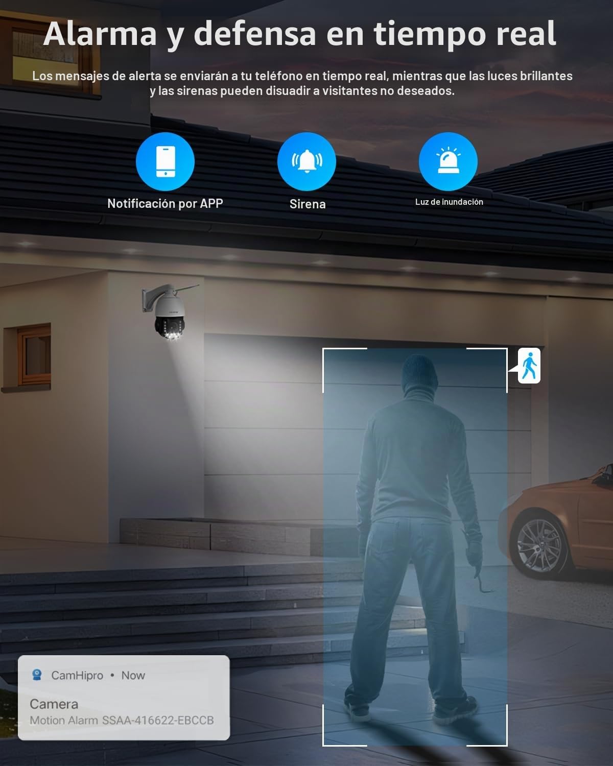 HXVIEW Cámara de seguridad PTZ 4K para exteriores con zoom óptico d...