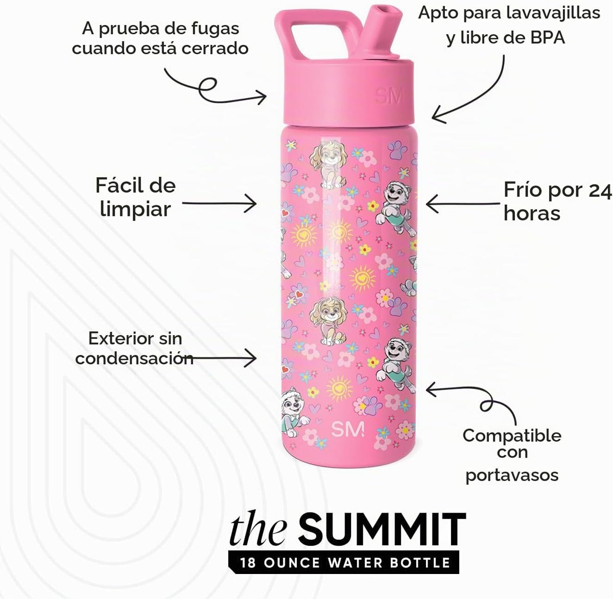 Simple Modern - Botella de agua para niños Paw Patrol de la colecci...