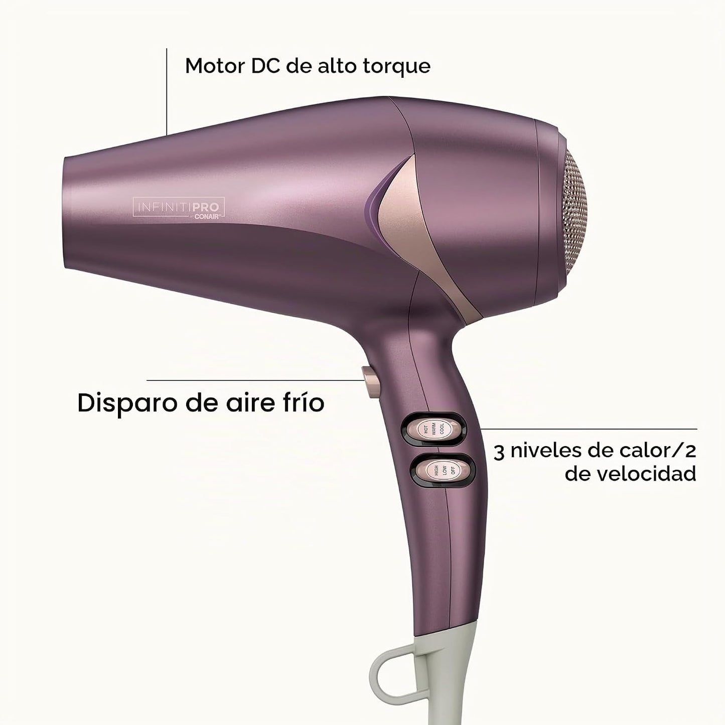 Infiniti PRO CONAIR Secador de pelo Style &amp; Shine con difusor y...