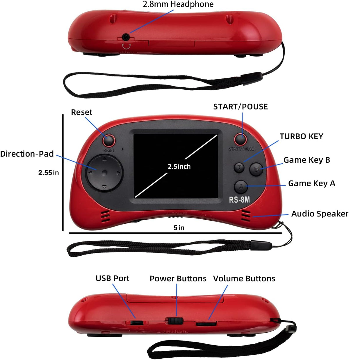 EASEGMER Juegos electrónicos de mano para niños de 16 bits con 220...