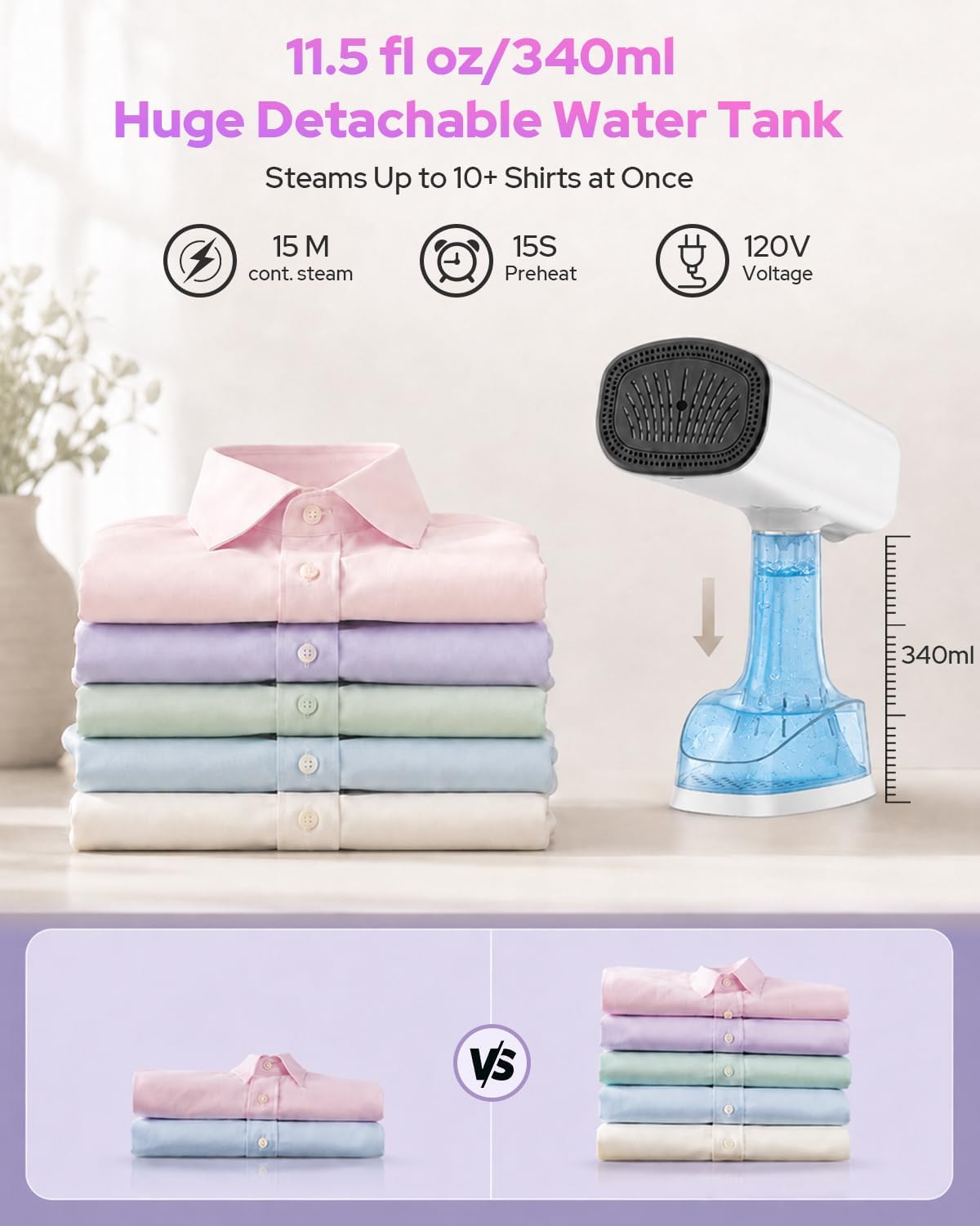 Vaporizador de mano para ropa, succión de 3 niveles, calentamiento,...