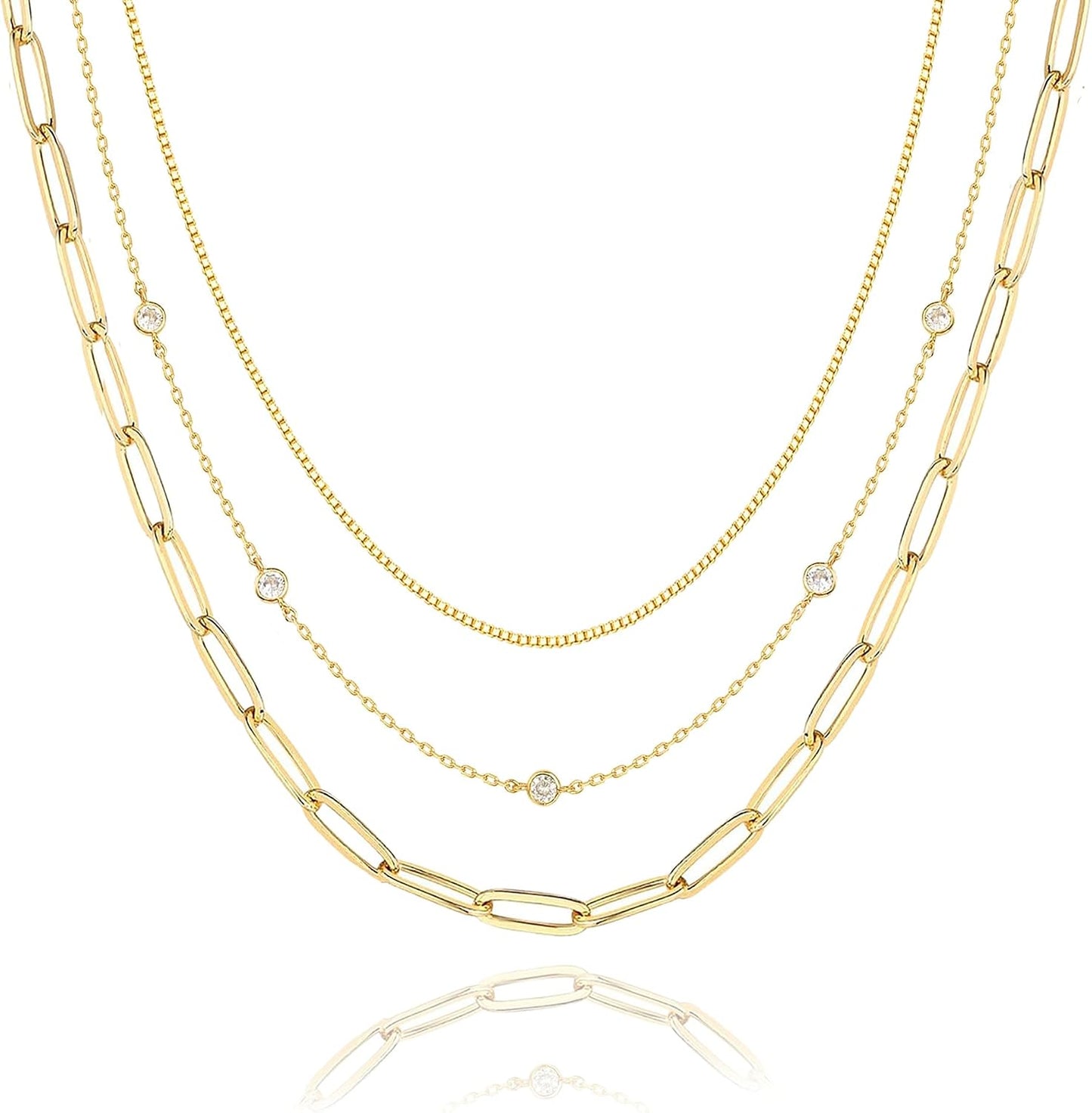 Fwlisesa Collares en capas para mujer, conjunto de collares de oro...