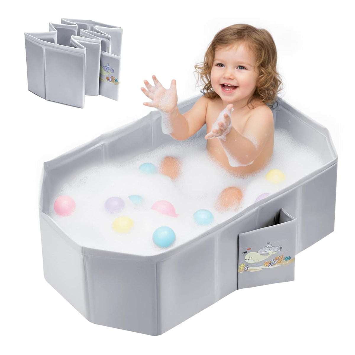 Bañera de bebé para recién nacidos hasta niños pequeños de 1 a 6 añ...