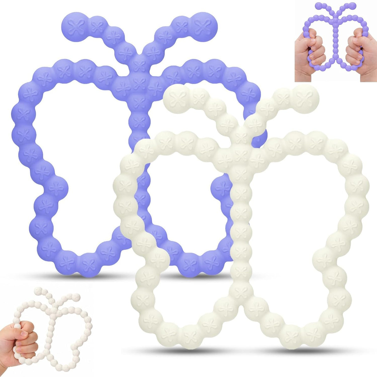 2 piezas de juguetes de dentición para bebés, anillos de dentición...