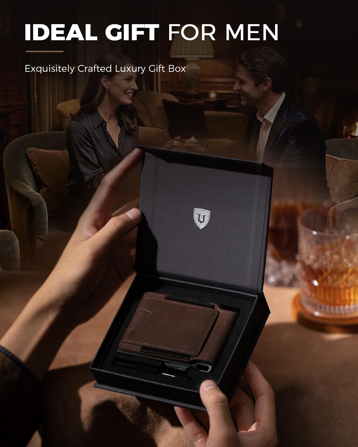 LORZOR Cartera táctica de piel auténtica para hombre, tarjetero des...