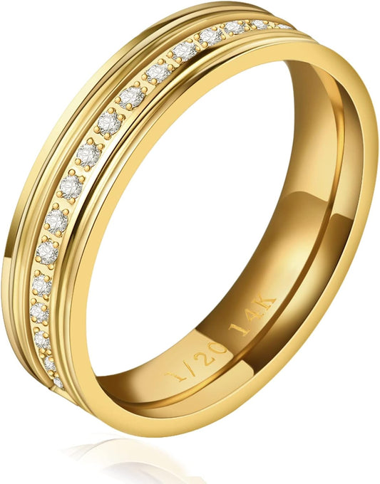 NOKMIT Anillos rellenos de oro de 14 quilates de 0.197 in para muje...