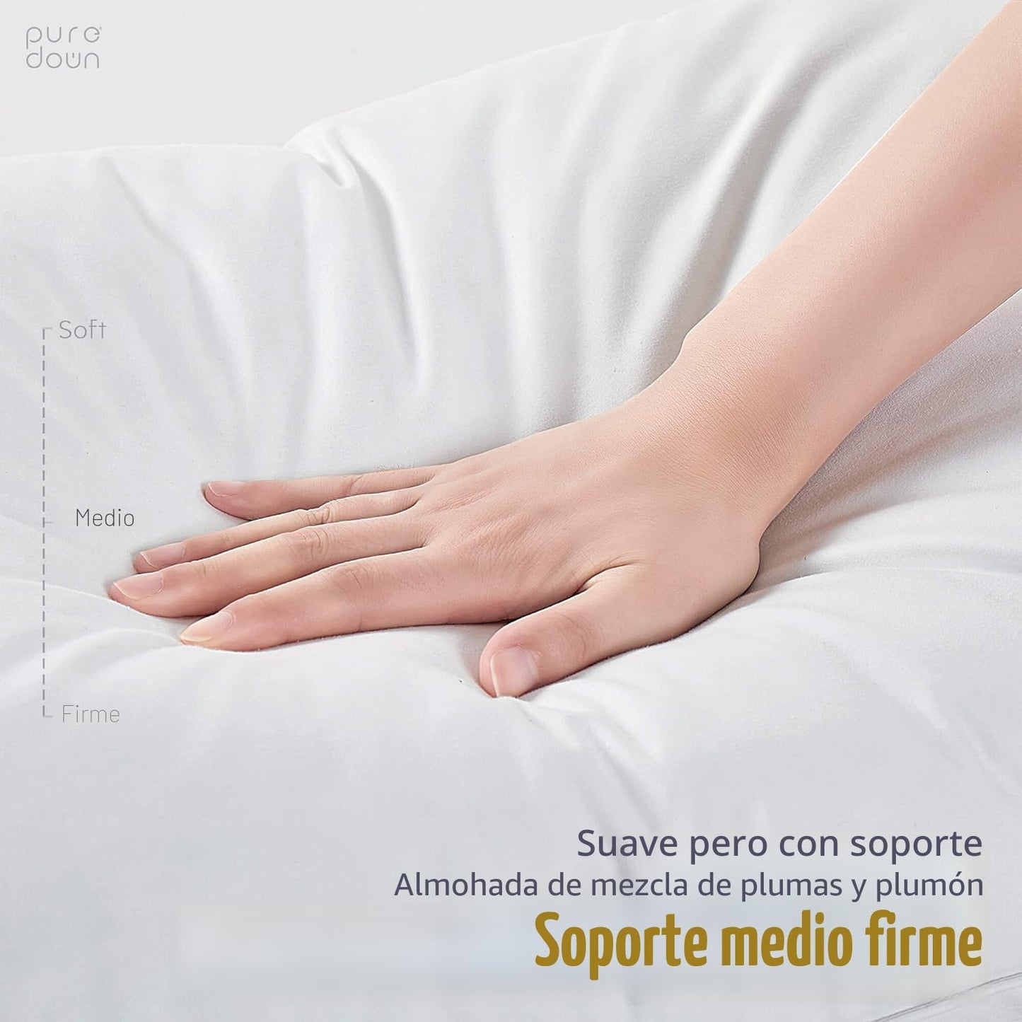 puredown® - Juego de 2 almohadas de plumas y plumón de ganso blanco...